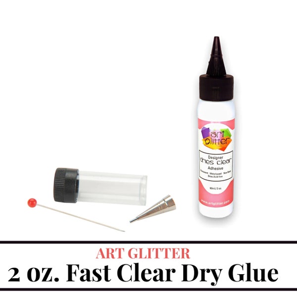 2 OZ Designer Dries Clear Adhesive w/ Tips by Art Glitter ~ Scrapbook, Journal, Junk Book Craft Supplies for Faux Rice Paper or Collages