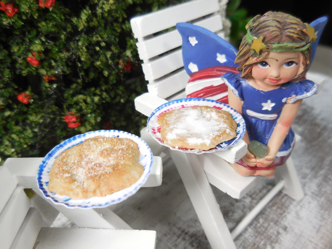Miniature Elephant Ear With Powder Sugar or Cinnamon on Paper Plate