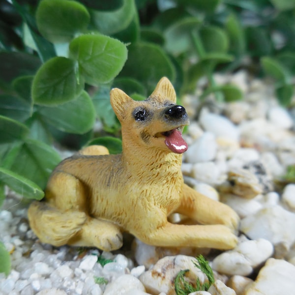 Miniature German Shepherd Puppy Figurine ~ Fairy Garden & Dollhouse Dogs ~ Mini Terrarium Animals ~ Dog Lover Pet Gifts