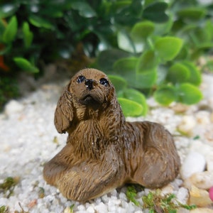 Miniature American Cocker Spaniel Puppy Figurine ~ Fairy Garden & Dollhouse Dogs ~ Mini Terrarium Animals ~ Dog Lover Pet Gifts