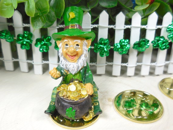 Buy 3 Save $5 Miniature Fairy Garden 4.25" Leprechaun Figurine w/ Pot of Gold