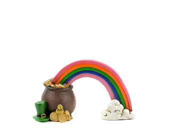 Miniature Rainbow w/ Pot of Gold ~ Fairy Garden Accessories ~ St. Patrick's Day Home & Party Decor