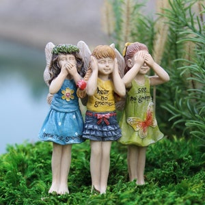 Trio Fairies Figurine ~See, Hear, & Speak No Gnomes