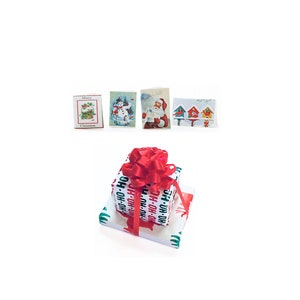 Mini Christmas Presents and Greeting Card Set ~ Dollhouse and Fairy Garden Accessories ~ Christmas Miniatures