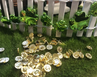 6mm Miniature Golden Coins ~ St. Patrick's Day Fairy Gardens, Terrariums, Dollhouses & Diorama Accessories ~ Leprechaun Trap Craft Supply