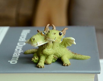 Mini Hugging Baby Dragons Figurine ~ Miniature Animal Statues for Terrarium ~  Fairy Garden Accessories & Supplies