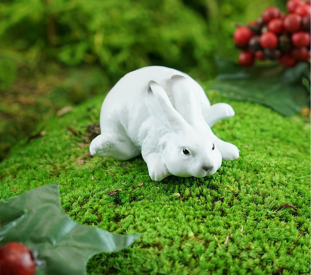 Miniature 'giant' Arctic Snow Bunny Figurine ~ Winter Wonderland Fairy ...