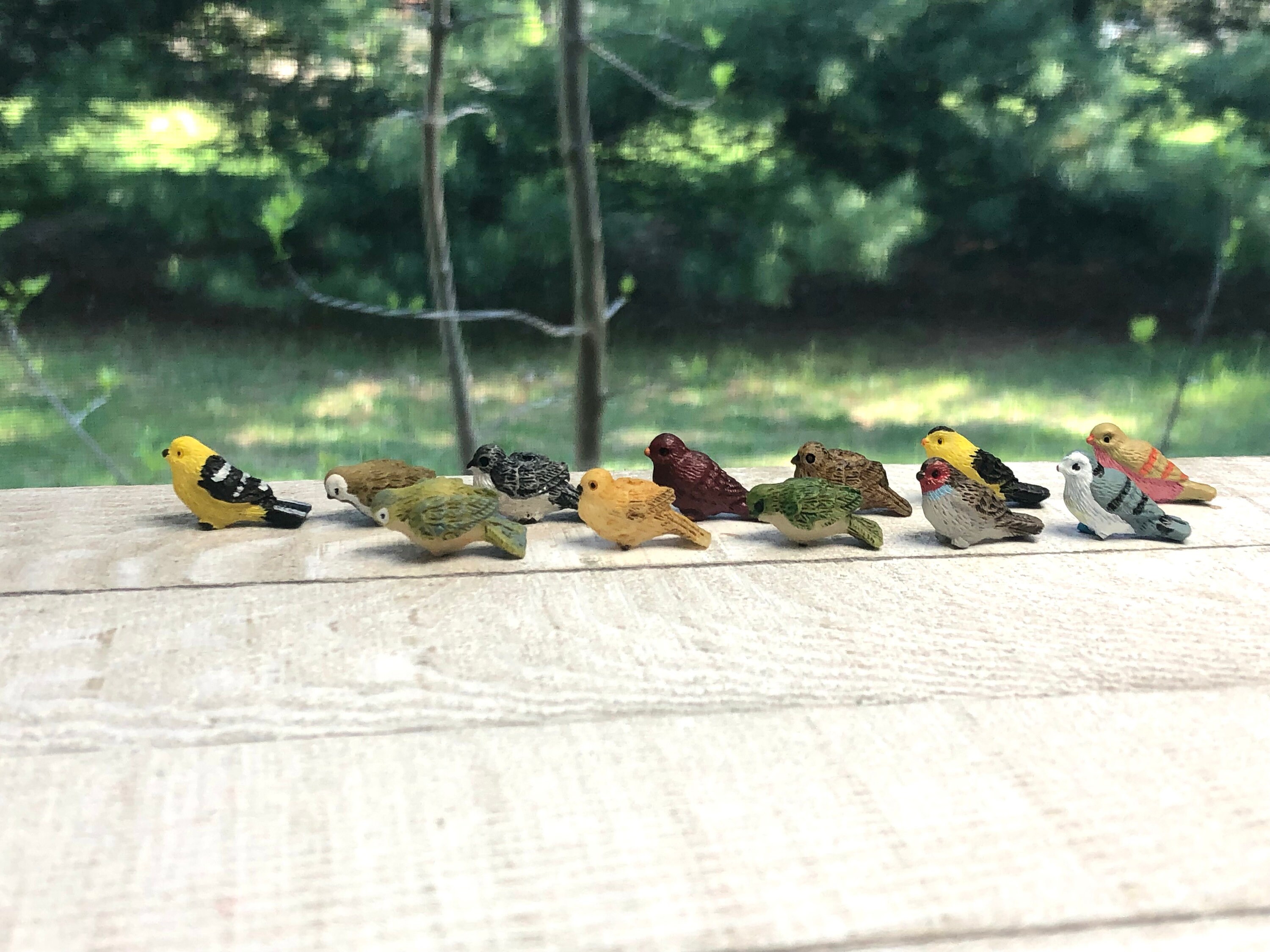 Set Di 3 Uccellini In Resina Per Casa Delle Bambole E Fairy Garden - Miniatura
