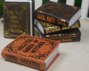 5 PC Asst. Miniature Halloween Books in Random Titles & Colors ~ Fairy Garden and Dollhouse Accessories ~ Halloween Home or Party Accents