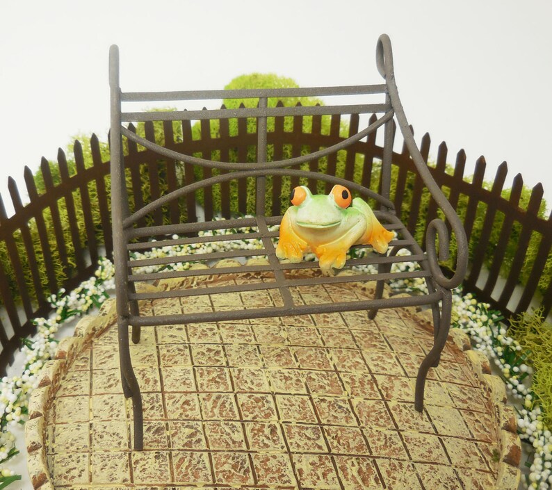 Fairy Garden Park Bench in Ivory or Brown ~ Miniature Gardening /& Dollhouse Furniture ~ Whimsical Home Decor
