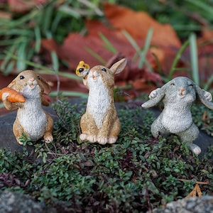 Tiny Floppy Eared Bunnies in 3 Assorted Styles ~  Spring Fairy Garden, Terrarium & Miniature Gardening Accessory ~ Diorama Animal Figurines