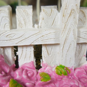 Fairy Accessory White Picket Fence Miniature White Garden Fence and Pink Roses for Fairies Spring Fairy Garden Supplies & Accessories image 6