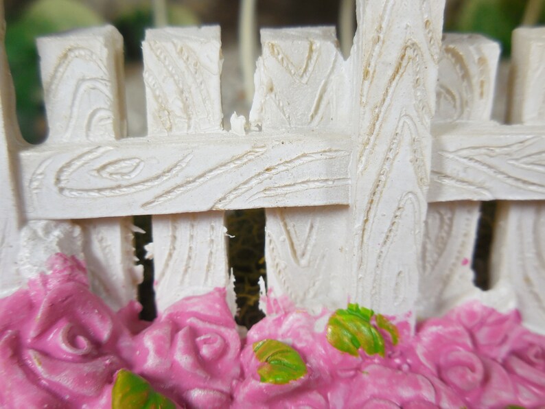 Fairy Accessory White Picket Fence Miniature White Garden Fence and Pink Roses for Fairies Spring Fairy Garden Supplies & Accessories image 6