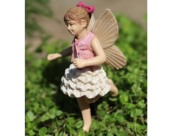 Fairy Garden Young Fairy Girl in Pink, Spring Fairy Garden Stake Miniature Garden Supply, Fairies for Easter Baskets or Birthday Gifts