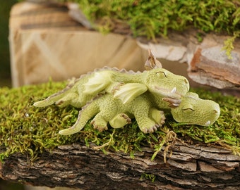 Fairy Garden Green Baby Dragons ~ Miniature Animals for Terrarium ~ Fairy Garden Supplies and Accessories ~ Fairy Home & Garden Decor