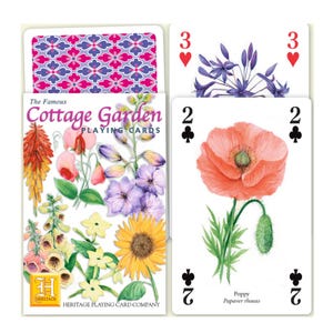 Naipes de Famous Cottage Garden ~ Tarjeta de diseño con plantas para álbumes de recortes, collages y diarios basura ~ Noche de juegos educativos para la familia