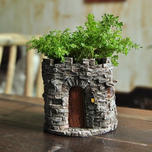 Fairy Garden Dragon's Castle Container ~ Miniature Dungeon Flower Planter ~ Fairy Gardening Accessories & Supplies ~