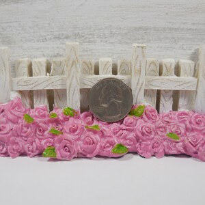 Fairy Accessory White Picket Fence Miniature White Garden Fence and Pink Roses for Fairies Spring Fairy Garden Supplies & Accessories image 2