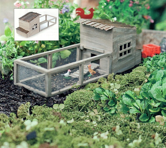 Miniature Poulailler W Filtré En Pen Structure Basse Cour Pour Les Jardins De Fée Pays Figurines Primitives