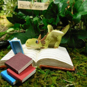 Fairy Garden Dragon Reading a Book Miniature Animal Figurine for Terrarium Fairy Garden Supply and Accessory Fairy Figurines image 9