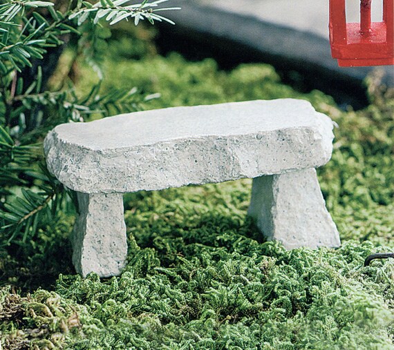 Miniature Cement Garden Bench For Fairies Fairy Garden Etsy