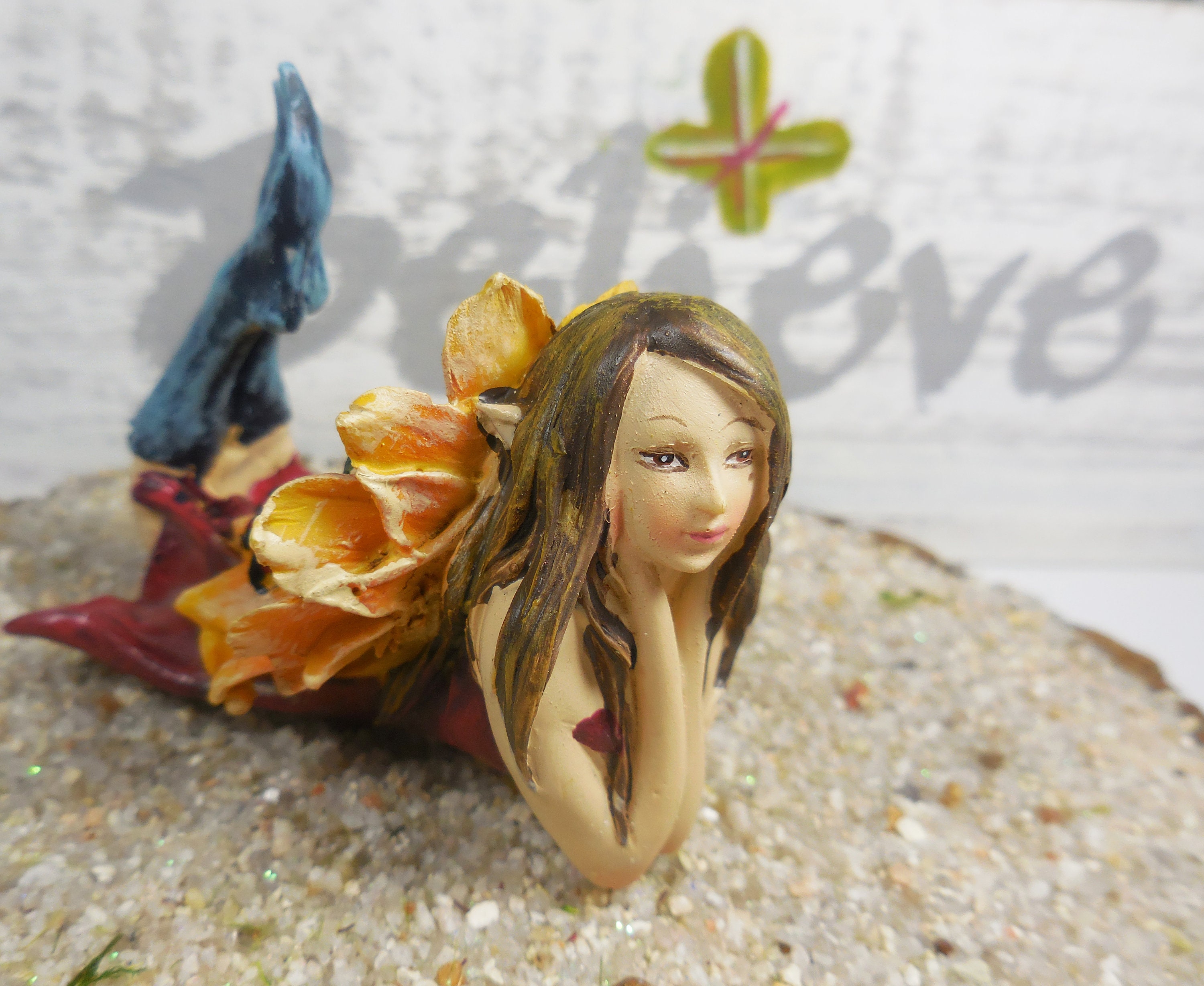 Miniature Garden Fairy Figurine Young Woman Flower Fairy For Etsy
