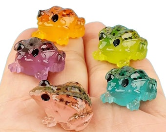 Miniature Glow in the Dark Frogs Translucent Pastels ~ Summer Beach Fairy Garden, Terrarium Miniatures and Dollhouse Accessories