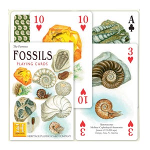 Berühmte Fossilien Spielkarten ~ Field Journal Themenkarte für Scrapbooking, Collagen und Junk Journals ~ Lernspiele für die ganze Familie