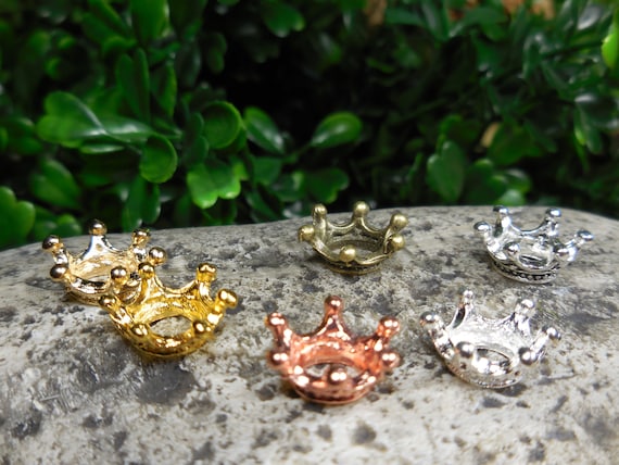 Miniature Metal Crowns in Gold, Silver, Rose Gold, Bronze ~ Fairytale Fairy Garden & Dollhouse Accessory ~ Royal King or Queen Diorama Minis