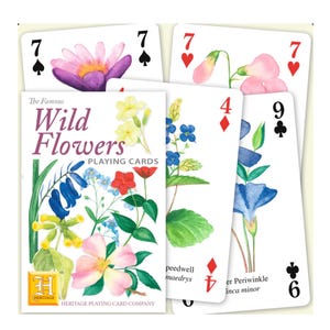 As famosas cartas de baralho Wild Flower ~ Cartas botânicas de designer para scrapbooking, colagens e diários de lixo ~ Noite de jogos educacionais para a família