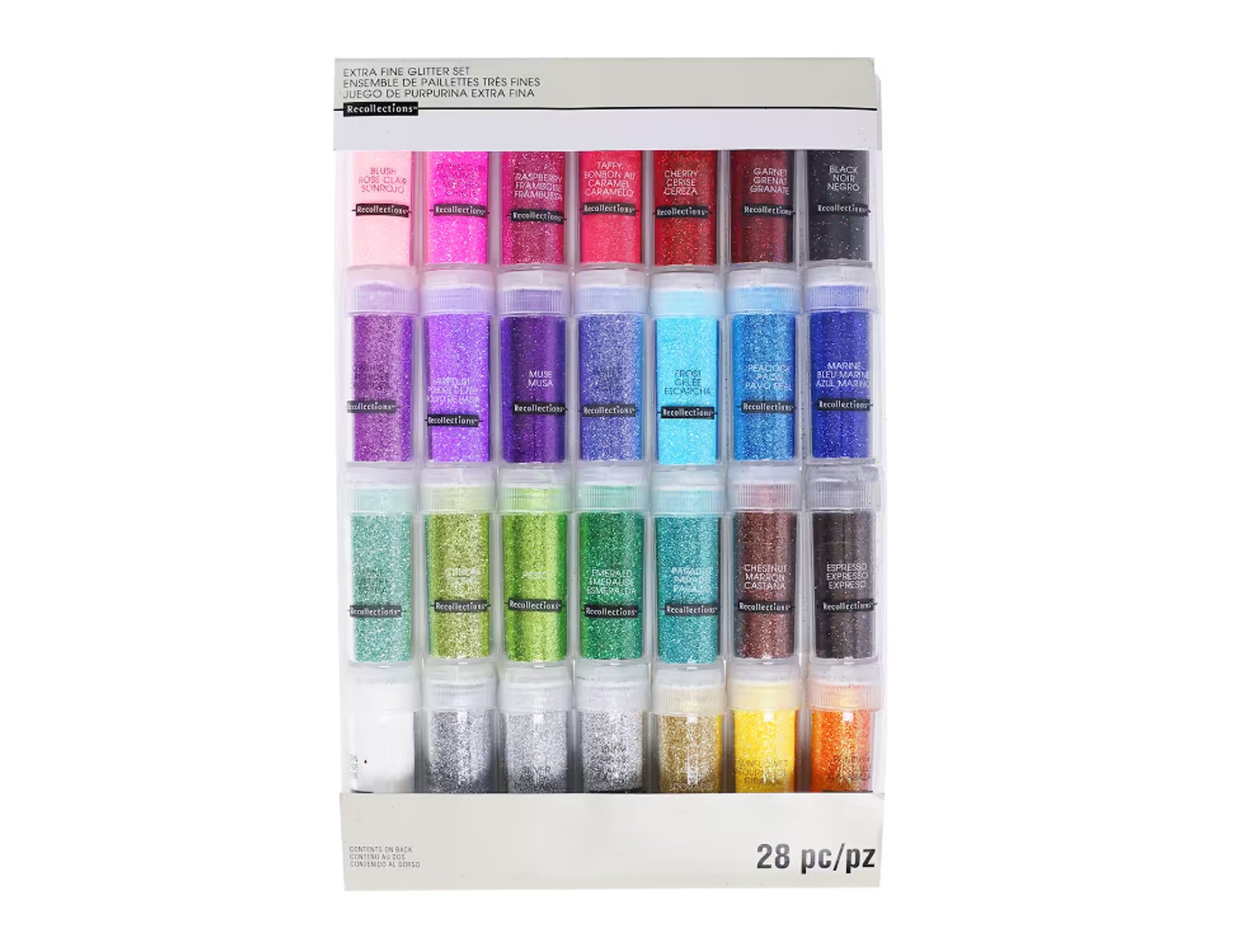 Recollections fijne glitterset in 28 kleuren, knutselspullen