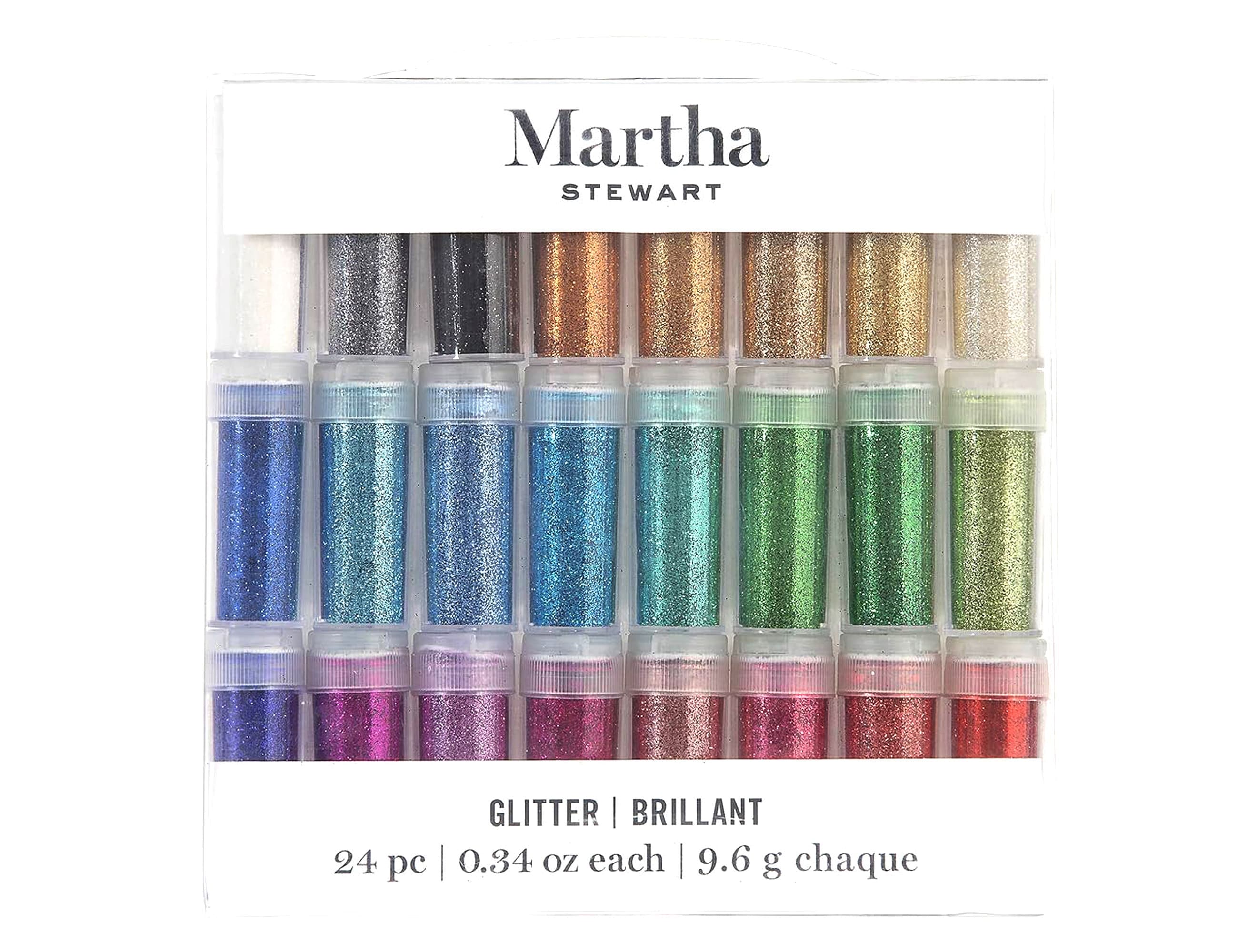 Juego de purpurina fina de Martha Stewart en 24 colores, suministros para  manualidades y arte, image size:2600x2000