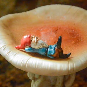 MICRO Miniature Cloud Watching Gnome Figurine ~ Enchanted Woodland Forest Fairy Garden, Mini Gardening, Diorama & Fall Terrarium Accessories