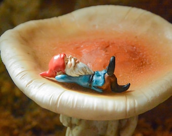 MICRO Miniature Cloud Watching Gnome Figurine ~ Enchanted Woodland Forest Fairy Garden, Mini Gardening, Diorama & Fall Terrarium Accessories