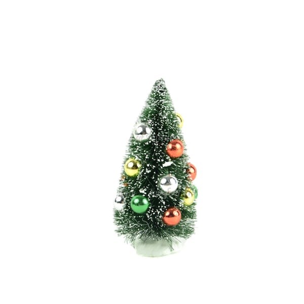 Miniature 4.5" Christmas Sisal Tree w/ Ornaments ~ Christmas Fairy Garden Accessories & Supplies ~ Winter Dollhouse Craft Minis