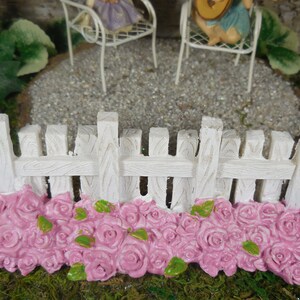 Fairy Accessory White Picket Fence Miniature White Garden Fence and Pink Roses for Fairies Spring Fairy Garden Supplies & Accessories image 7