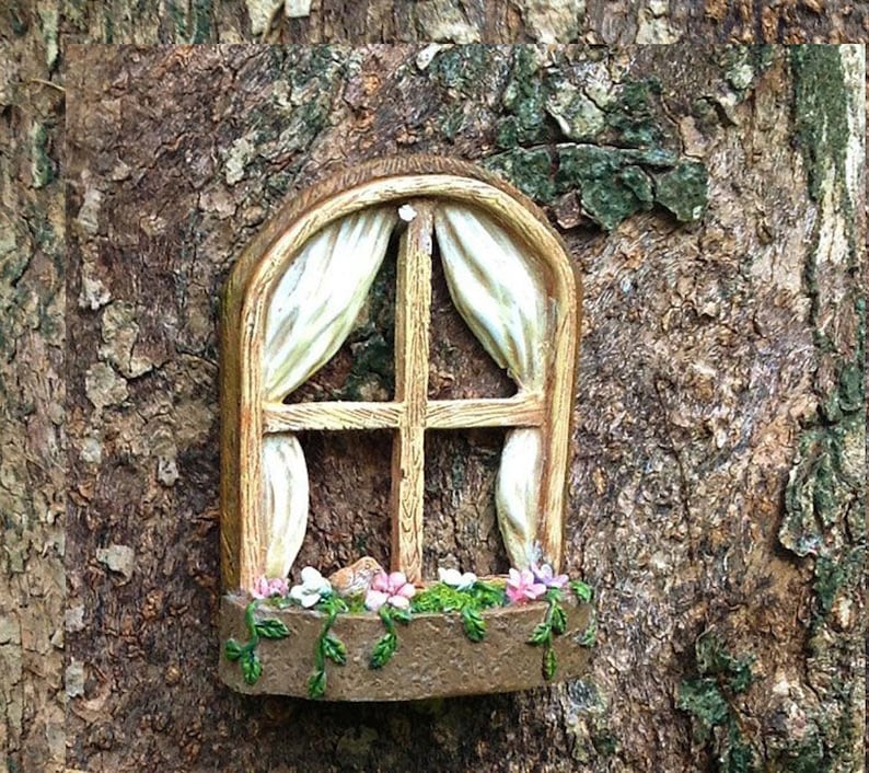 MIniature Window w/ Flower Bed Hinged Outdoor Indoor Garden Decor Fairy Garden Accessories and Supplies image 3