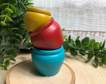 Miniature Large Garden Pots, Red, Blue and Yellow ~ Fairy Garden & Dollhouse Accessories ~ Terrarium Figurines ~ Diorama Craft Supply