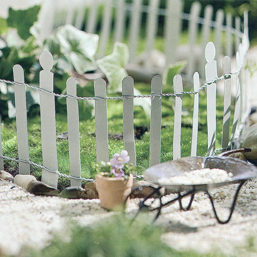Miniature White Metal Fairy Garden Fence Tiny White Hampton Etsy