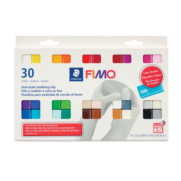 30 Color FIMO SOFT Polymer Clay Sampler, Staedtler ~ German Modeling Clay for Intricate Canes & Detailed Sculptures ~ Craft Supplies