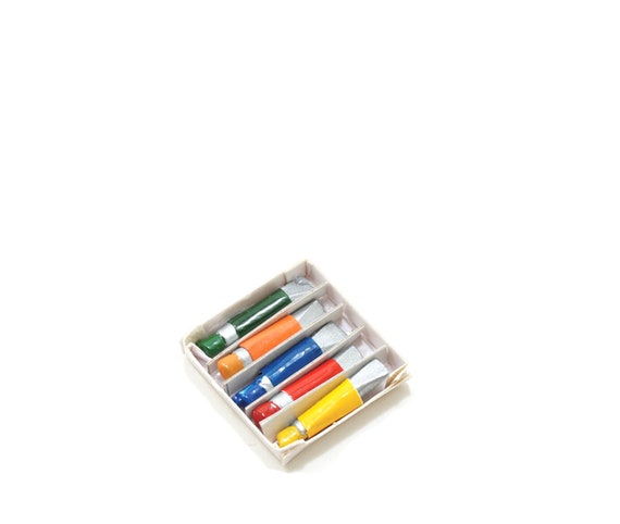 Miniature Box of Oil Paint Tubes ~ Back To School Fairy Garden and  Dollhouse Art Accessories ~ Fall Diorama Craft Supply