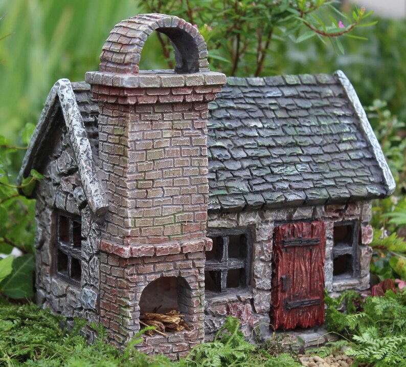 Outdoor Garden Fairy Cabin W Chimney Fireplace And Hinged Etsy