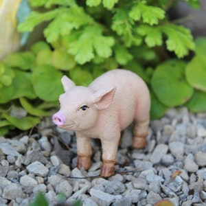 BACON the Barnyard Pig ~ Miniature Farm House Animal Figurines ~ Fairy Garden Accessories & Unique Country Home Accents