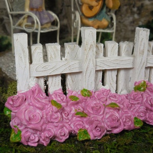 Fairy Accessory White Picket Fence Miniature White Garden Fence and Pink Roses for Fairies Spring Fairy Garden Supplies & Accessories image 9