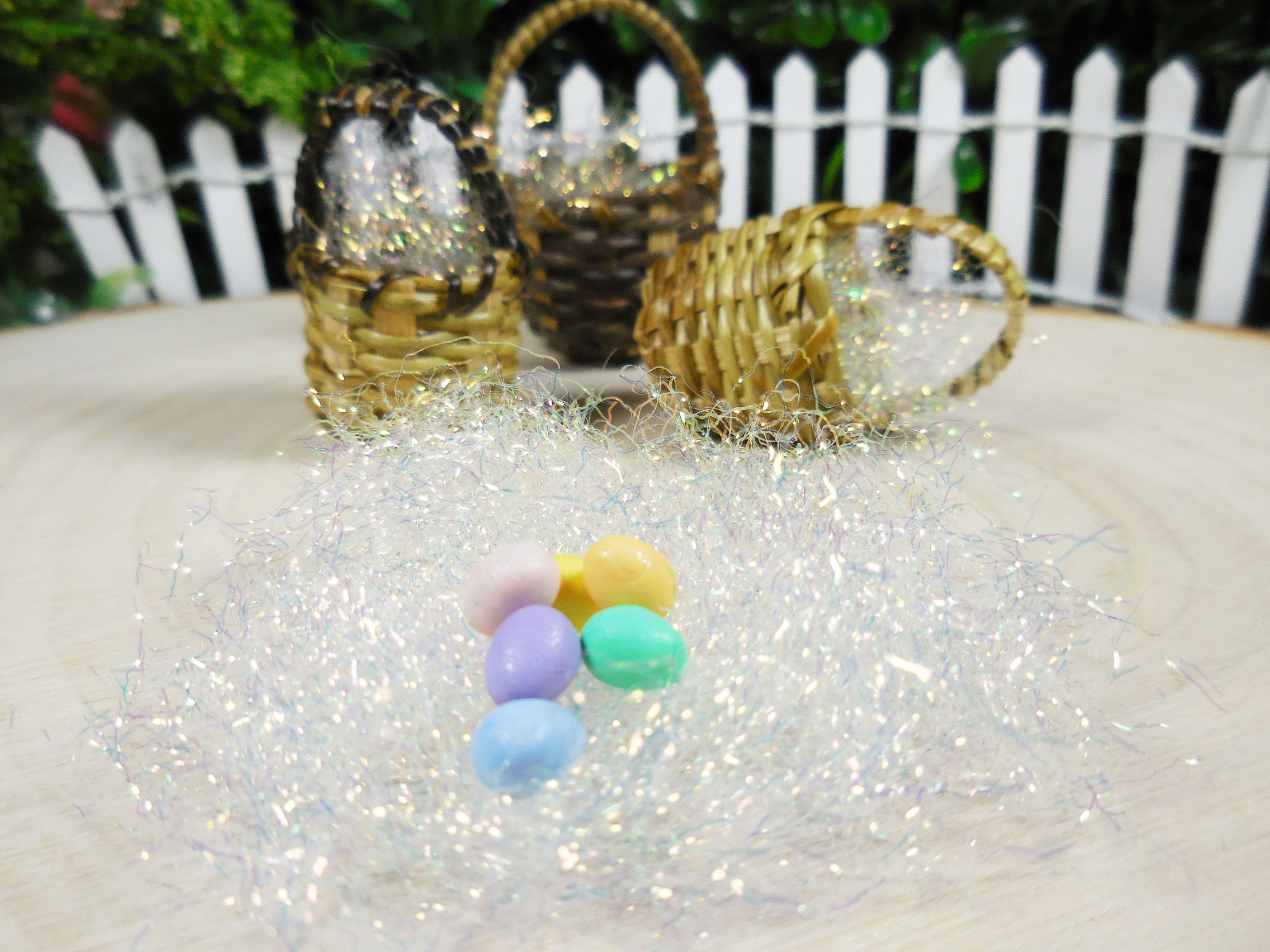 Mini Holo White Easter Grass Basket Filler Spring Fairy Garden Accessories  Easter Basket Dollhouse Accessories & Craft Supply 