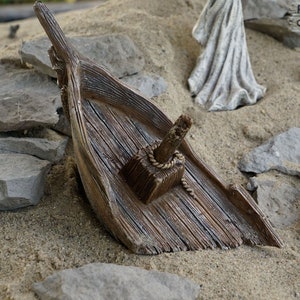 Miniature Half Ship Wreckage ~ Summer Mermaid and Fairy Garden Figurines ~ Shipwrecked Beach Inspired Home or Party Décor