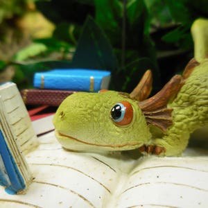 Fairy Garden Dragon Reading a Book Miniature Animal Figurine for Terrarium Fairy Garden Supply and Accessory Fairy Figurines image 8