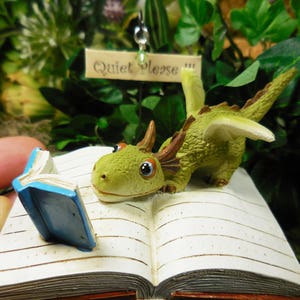 Fairy Garden Dragon Reading a Book Miniature Animal Figurine for Terrarium Fairy Garden Supply and Accessory Fairy Figurines image 6