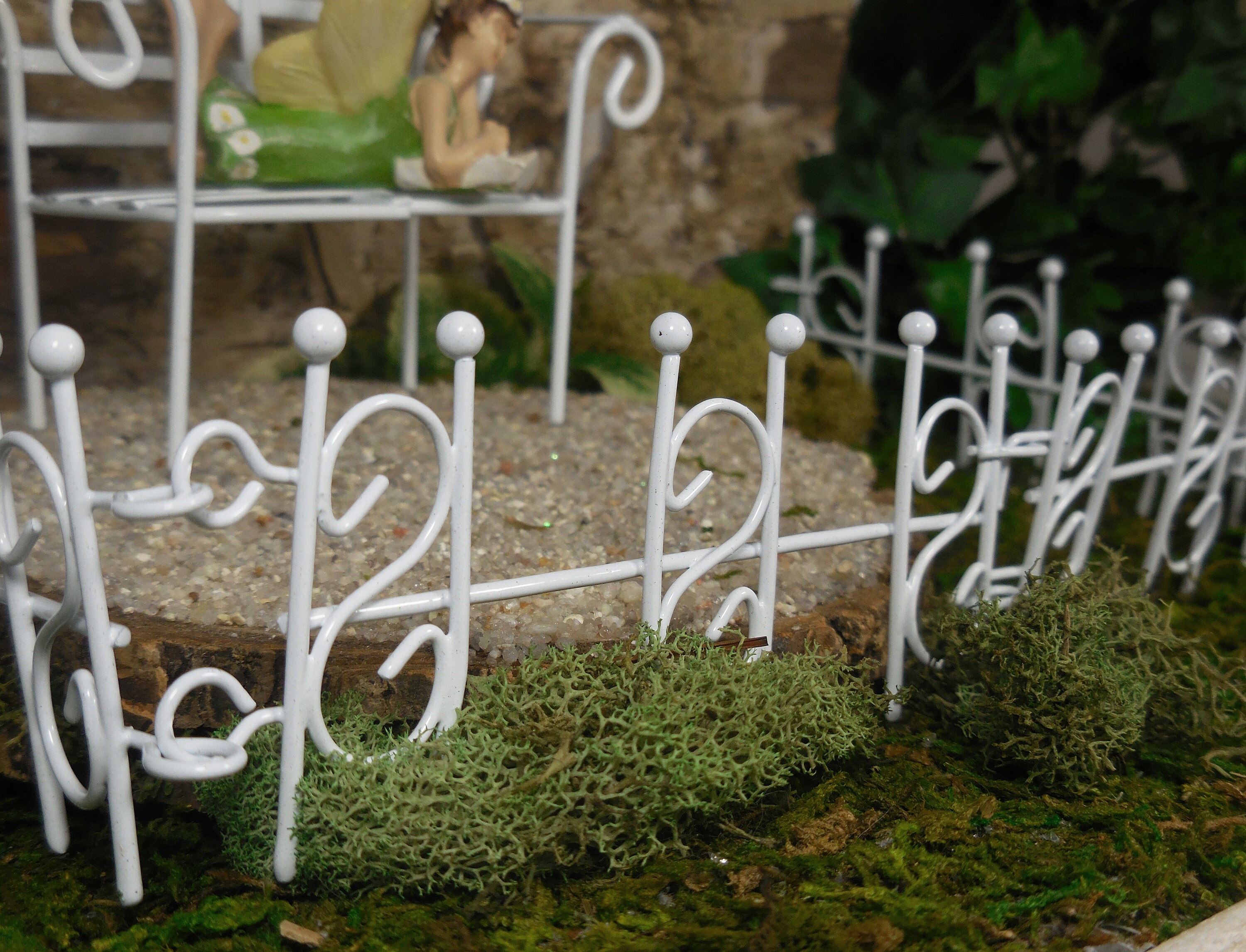 Miniature White Metal Fence Fairy Accessory Mini S Scrolled Etsy