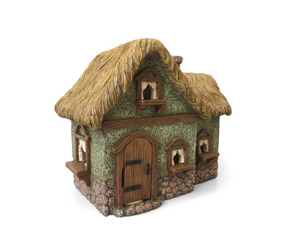Miniature Dollhouse Fairy Garden Accessories Mini Led Log Cabin